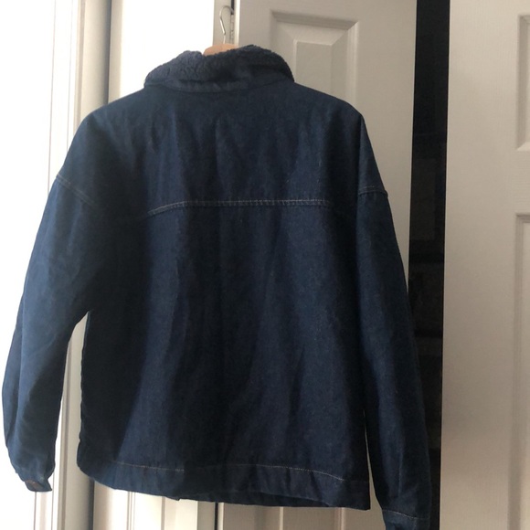 Oak + Fort Denim Bomber Jacket with dyed Shearling collar - Picture 3 of 6